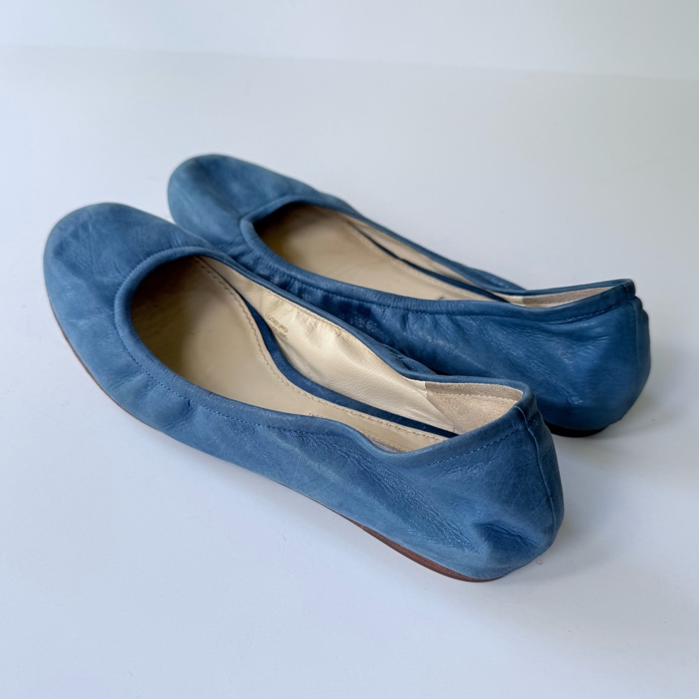 Vera Wang Lavendar Label Leather Ballet Flats in Blue Shimmer Size 8 - Picture 11 of 16